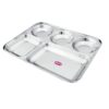 Sanskriti Exports Stainless Steel Rectangular Compartment Thali with 5 in 1 Divided Partition, Mess, Bhojan, Lunch & Dinner Plates - 13 x 10 inches