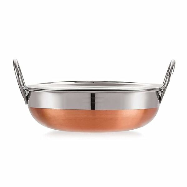 Sanskriti Exports Copper Bottom Kadhai Stainless Steel Pot Pan for Frying (2.5 Litter)