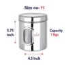 Stainless Steel Airtight Kitchen Storage Canisters Set of 6 See Through Containers for Spices Tea Coffee 1 Kg Capacity