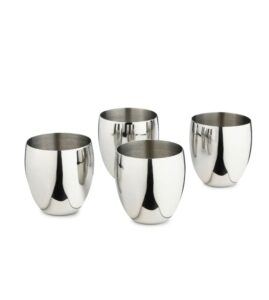 Sanskriti Exports Stainless Steel Glass Set of 6 - Unbreakable Heavy Gauge Steel Tumbler Set for Drinking Water and Juice (260 ML, Set of 4)