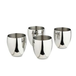 Sanskriti Exports Stainless Steel Glass Set of 6 | Unbreakable Heavy Gauge Steel Tumbler Glass Set for Drinking and Serving Water and Juice (MATKI (260 ML), Set of 4)