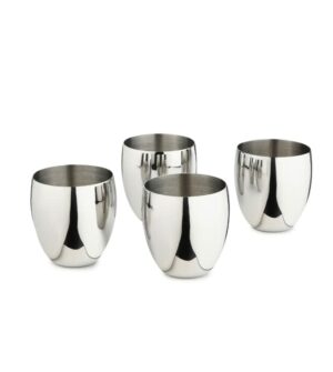 Sanskriti Exports Stainless Steel Glass Set of 6 | Unbreakable Heavy Gauge Steel Tumbler Glass Set for Drinking and Serving Water and Juice (MATKI (260 ML), Set of 4)