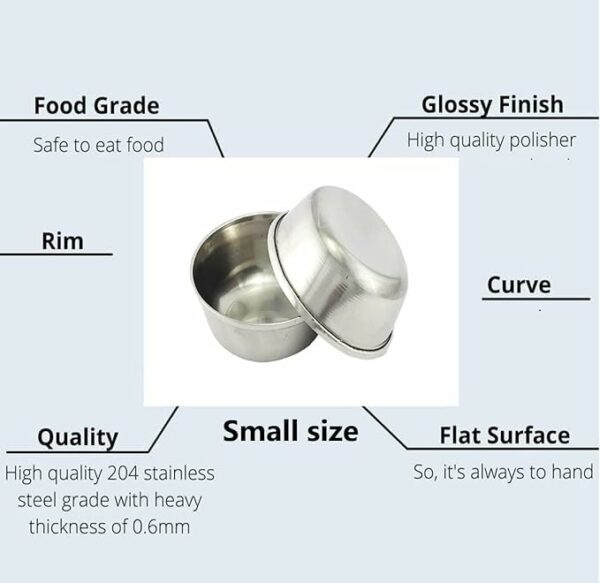 Sanskriti Exports Stainless Steel Small Katori/Wati/Chutney Bowls : 60ml Set of 6 Pieces. (Mini)