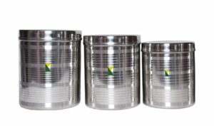 Milton Stainless Steel Kitchen Container 5 kg to 7 kg, set of 3 pcs Steel dibba Set Steel Utility Container Storage dabba food grade jar & Container (Pack of 3, Silver)