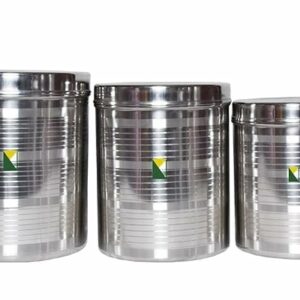 Milton Stainless Steel Kitchen Container 5 kg to 7 kg, set of 3 pcs Steel dibba Set Steel Utility Container Storage dabba food grade jar & Container (Pack of 3, Silver)