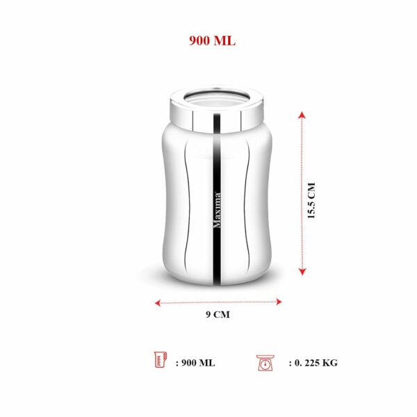 MAXIMA Tulip Stainless Steel Canister - Elegant Circular Design for Tea, Coffee, and Spices | Leak Proof | Airtight Kitchen Storage Container (900ml, SI-2103) - Image 4