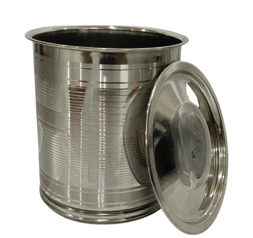 Diamond Steel Stainless Steel Atta Tanki for Kitchen| Container| Canisters| Dabba| Storage Containers for Kitchen with Lid| Drum| Pawali| Airtight Container | Pack of 1 | Size- (35 Kg Storage)