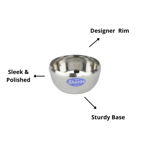 Sanskriti Exports Stainless Steel Bowl 150 ml Each for Halwa, Curry, Dal, Dessert, Soup, Vegetable Serving Katori Set, Apple Bowls, Wati, Vati, Rim Curved Design - Set of 6