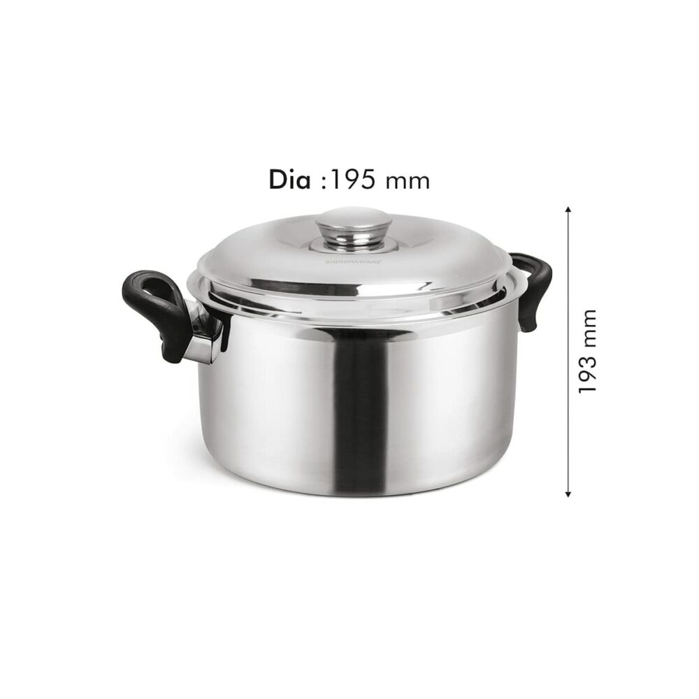 SignoraWare Therma Casserole with Handles Straight Shape Insulated Stainless Steel, Insulated Thermal Serving Bowl, Elegant Hot Pot Food Warmer/Cooler for Long Duration, 1000ml, Set of 1, Silver - Image 3