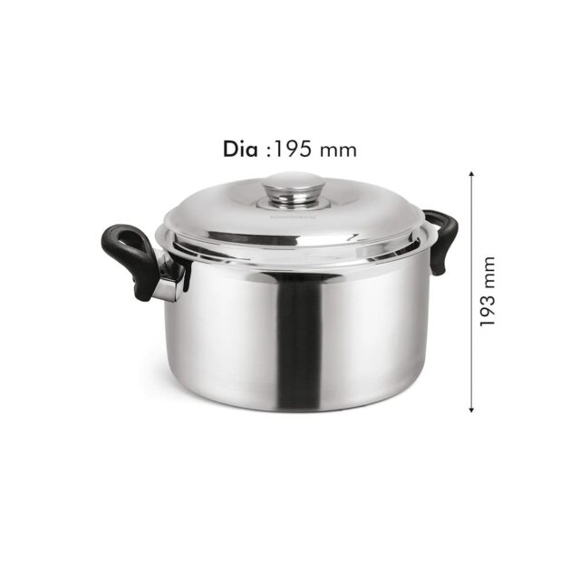 SignoraWare Therma Casserole with Handles Straight Shape Insulated Stainless Steel, Insulated Thermal Serving Bowl, Elegant Hot Pot Food Warmer/Cooler for Long Duration, 1000ml, Set of 1, Silver