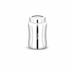 MAXIMA Tulip Stainless Steel Canister - Elegant Circular Design for Tea, Coffee, and Spices | Leak Proof | Airtight Kitchen Storage Container (900ml, SI-2103)