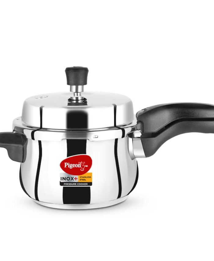 Pigeon By Stovekraft Stainless Steel Inox Plus Steel Pressure Cooker with Outer Lid Induction and Gas Stove Compatible 3 Litre Capacity for Healthy Cooking (Silver)