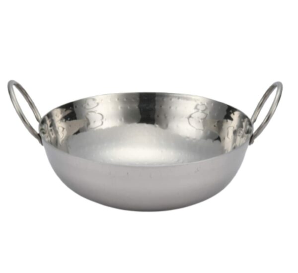 Sanskriti Exports Sandwich Bottom Heavy Gauge Stainless Steel Hammered Kadhai Cookware (2500 ML)