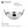 Stainless Steel Heavy Weight Kadhai with Lid, 20 cm, 1.1 Kg, 1.5 Litre, Set of 4 - Image 3