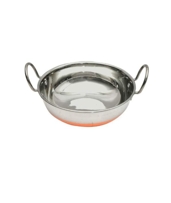 Prestige Copper Bottom Stainless Steel 1 Liter Kadhai With Bottom Pot Pans for Frying (Steel Kadai)