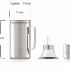 Sanskriti Exports Stainless Steel Oil Dispenser with Nozzle, 1 Litre Capacity, Set of 2, Cooking Oil Container with Handle - Image 3
