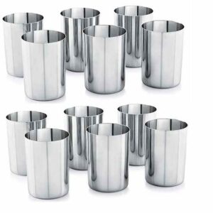 Sanskriti Exports (Pack of 12 Stainless Steel Water, Juice and Serving Glass Set Water/Juice Glass (300 ml, Steel)