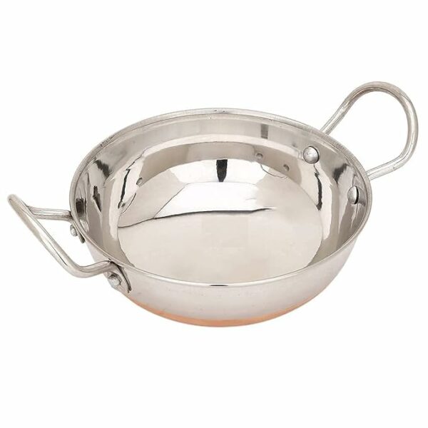 Sanskriti Exports Copper Bottom Kadhai Stainless Steel Pot Pan for Frying (2.5 Litter)