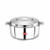 2500 ML Double Wall Insulated Stainless Steel Casserole Set, Silver Hot Pot with Lid, Set of 4 for Roti, Rice, Gravy, Curry