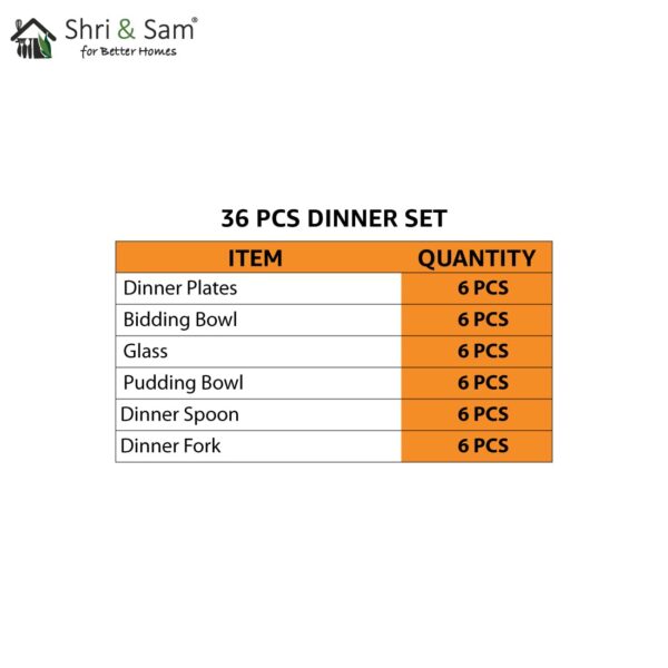 Sanskriti Exports Stainless Steel Shagun Dinner Set (36 Pcs Set) - Solid