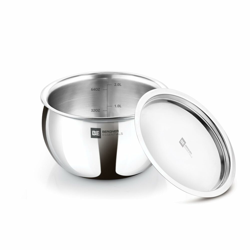 Sanskriti Exports BE Sanskriti Exports Essentials Tri-Ply Stainless Steel 16 cm Rice Handi with Lid, Steel Small Rice Handi, Even Heat Distribution, Easy to Clean, Induction & Gas Stove Friendly, Silver, 5-Year Warranty