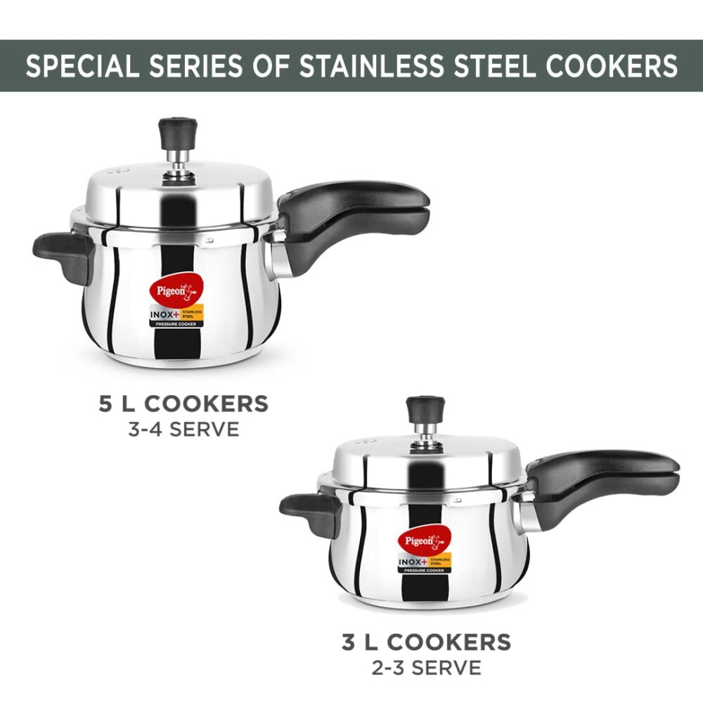 Pigeon by Stovekraft 14502 Induction Base Outer Lid Stainless Steel Pressure Cooker, 5L, Silver - Image 6