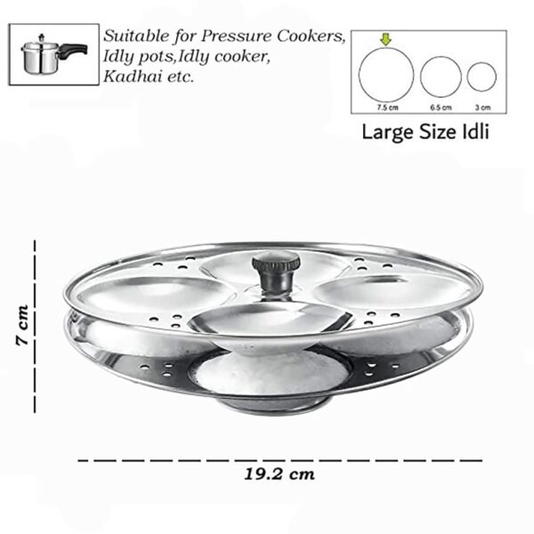 Sanskriti Exports Stainless Steel Non Stick Idli Plates Idli Maker| Idli Stand with Holes for Pressure Cooker, Idly Pot,Idly cooker,Kadai etc (2 Plates) - Image 4