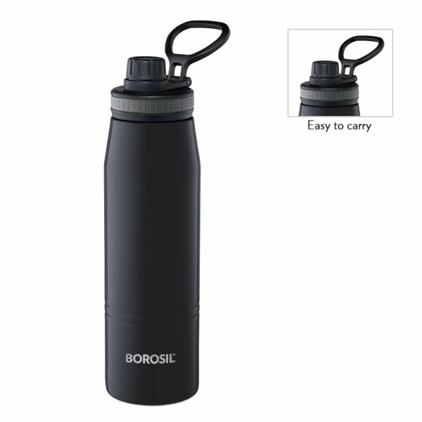 Borosil Hydra GoSports 600 ml Stainless Steel Water Bottle | Double Wall Vacuum Insulated Flask, Black | 14 Hrs Hot & 18 Hours Cold | Ideal for Personal & Corporate Gifting - Image 5