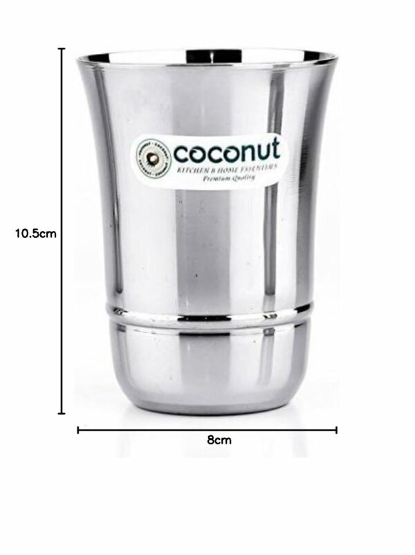 Stainless Steel ? Mirror Finish Dining Glass Set | Multipurpose Drinkware for Home & Office | Ideal for Serving Water | Juice | Cold Drinks | Lemonade | Dishwasher Safe | Set of 6 | 300 ml Each