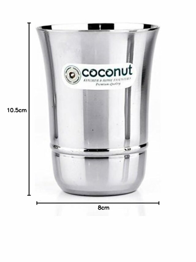 Stainless Steel ? Mirror Finish Dining Glass Set | Multipurpose Drinkware for Home & Office | Ideal for Serving Water | Juice | Cold Drinks | Lemonade | Dishwasher Safe | Set of 6 | 300 ml Each