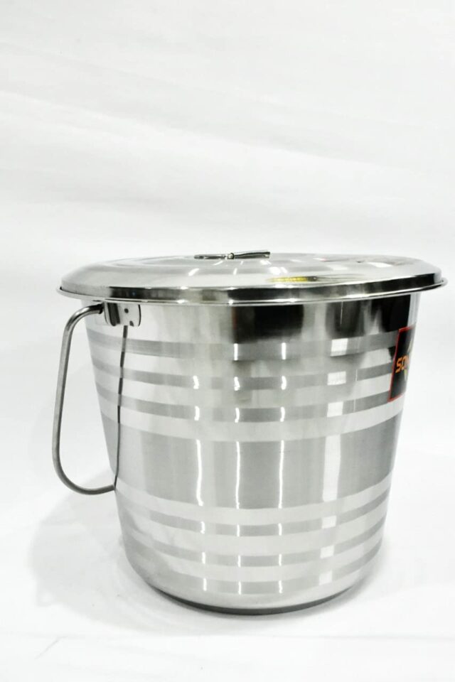 Sanskriti Exports Stainless Steel Jointless Leak Proof Water Bucket(with LID) & Water Dispenser Ladle ((Bucket 10 Litre & Water Dispenser Ladle 300 ML))