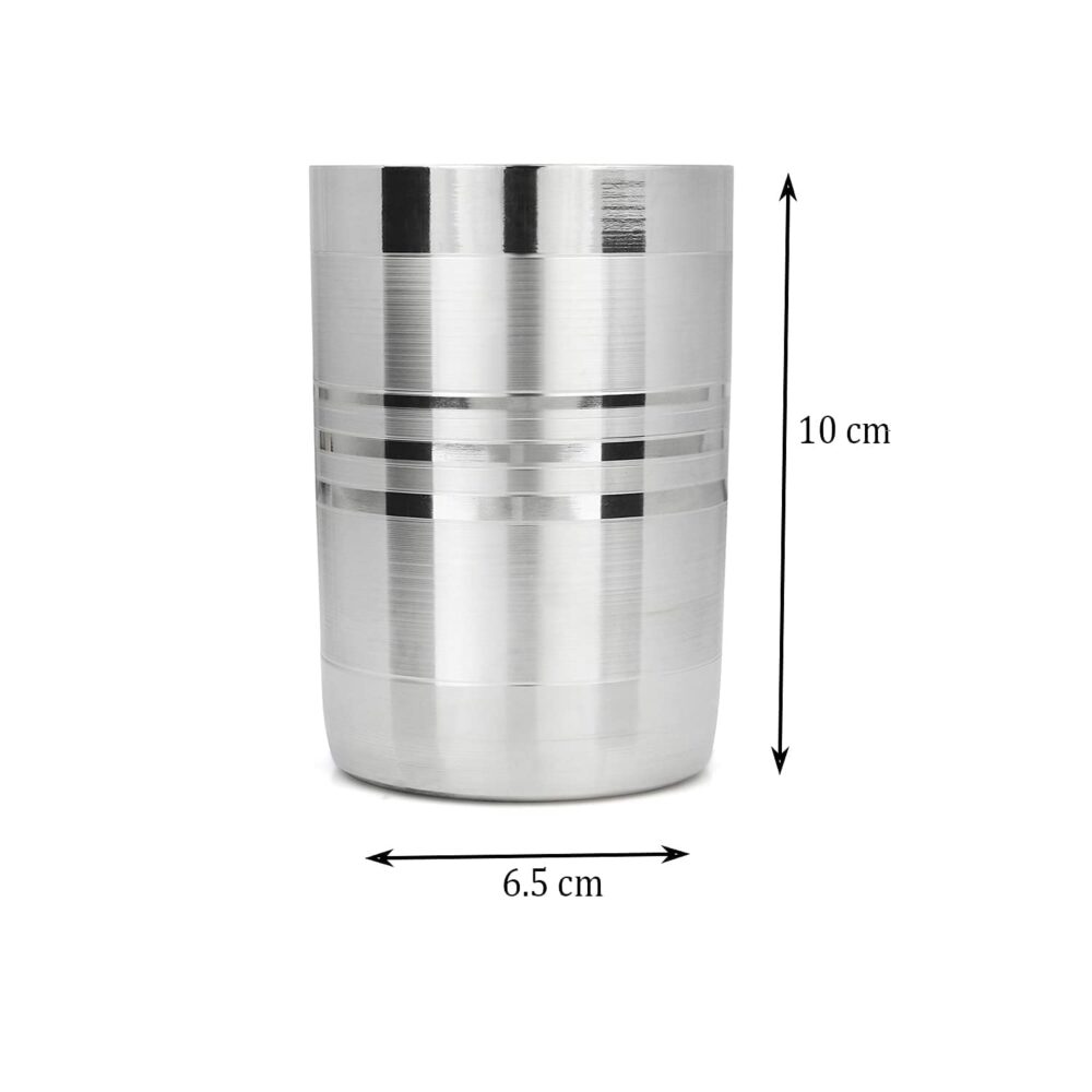Sanskriti Exports Stainless Steel Glass/Tumbler Set of 6 | Tableware Drinking & Serving Glass (310ml) (6pc Set, 310ml) - Image 4