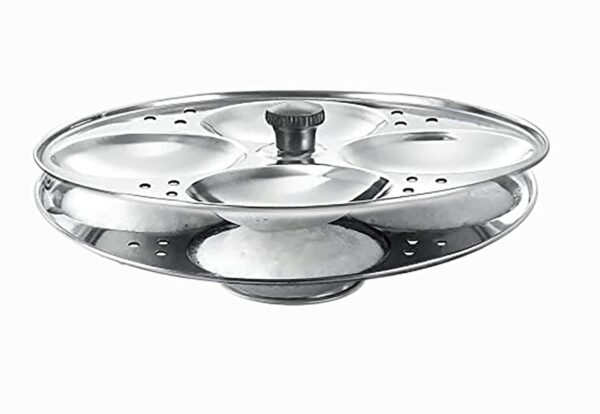 Sanskriti Exports Stainless Steel Non Stick Idli Plates Idli Maker| Idli Stand with Holes for Pressure Cooker, Idly Pot,Idly cooker,Kadai etc (2 Plates)