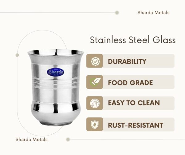 Sanskriti Exports Set of 24 Water Juice Glasses Stainless Steel Full Size Tumblr ? Unique Shape & Design Dining Accessories