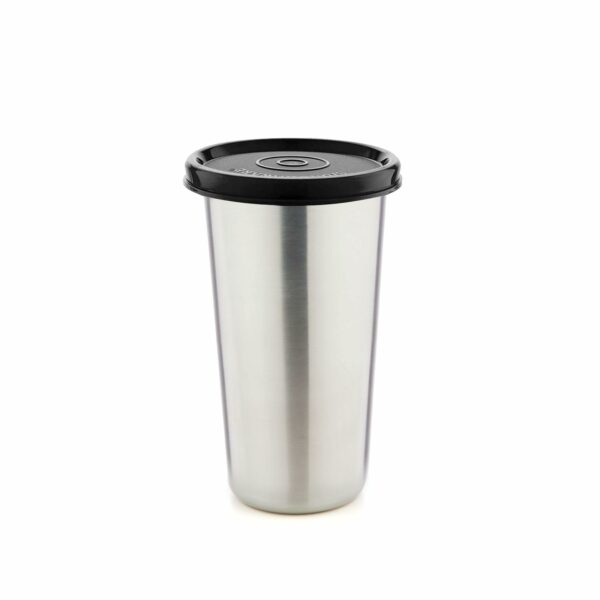 SignoraWare Stainless Steel Tumbler with Lid | Air Tight Leak Proof Glass Tumblers for Office Gym Yoga Hiking Trekking Travel Home Kitchen (450ml), Set of 1, Black
