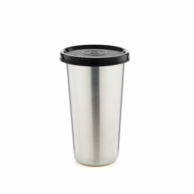 SignoraWare Stainless Steel Tumbler with Lid | Air Tight Leak Proof Glass Tumblers for Office Gym Yoga Hiking Trekking Travel Home Kitchen (450ml), Set of 1, Black