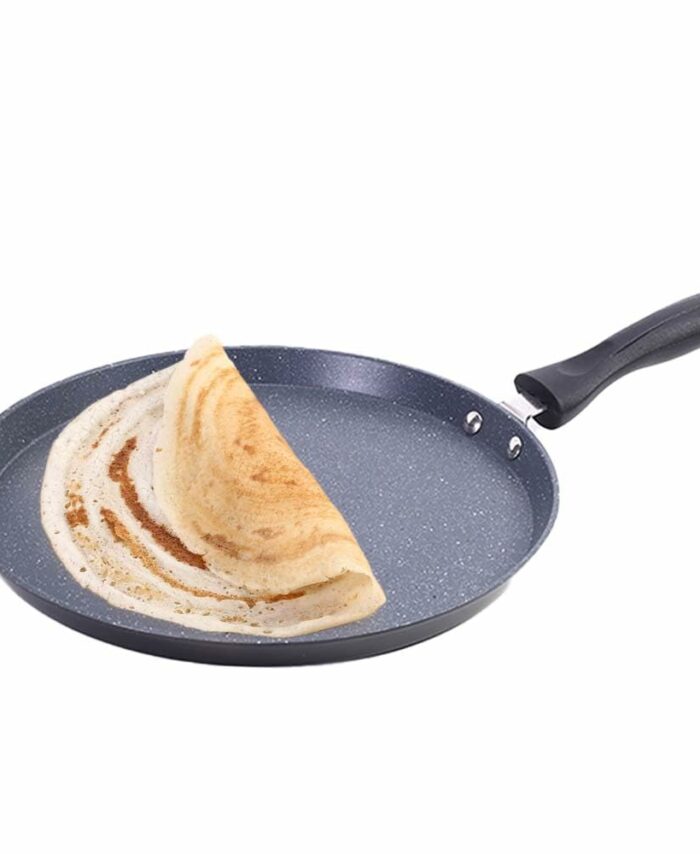 Wonderchef Duralite Die-cast 28 cm Dosa Tawa | 5 Layer Healthy Duramax Non-Stick Coating | Soft Touch Handle | Pure Grade Aluminium | PFOA Free | 2 Year Warranty Grey