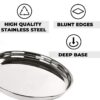 Sanskriti Exports Stainless Steel Dinner Plates Set of 6 | 29 cm Dia I Heavy Gauge & Deep Base | Mirror Finish | Multi-Purpose Steel Thali Set of 6 | Durable and Elegant Dinnerware Set