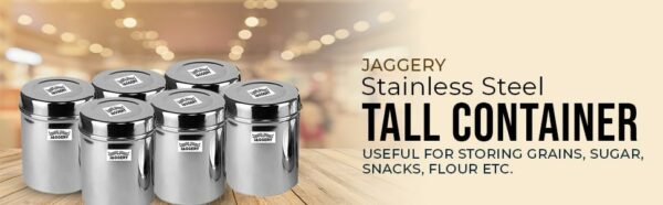 Sanskriti Exports Stainless Steel Tall Container, Ubha Dabba (Set of 2) (Dia_19, Height_ 21Cm, Capacity_ 4.8 Litre, Silver)