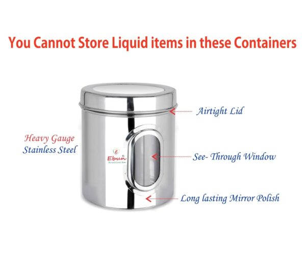 Sanskriti Exports 1 Kg Stainless Steel See Through Containers - Pack of 6 Airtight Kitchen Storage Canisters, Sanskriti Exports Style, for Spices, Tea, Coffee, Silver