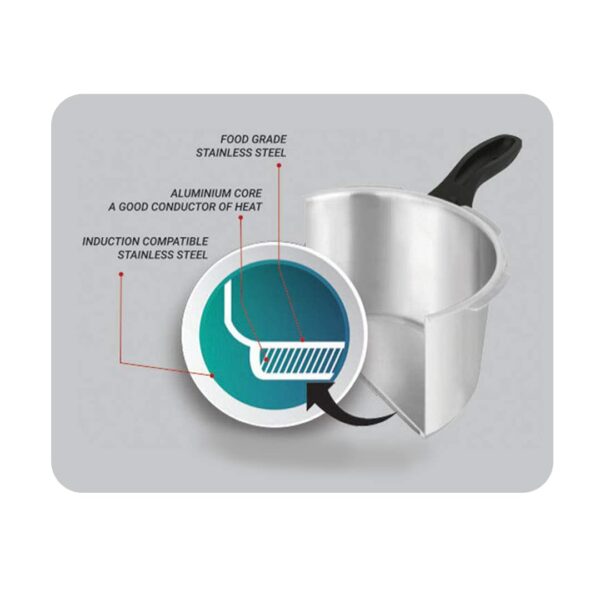 Pigeon by Stovekraft 14502 Induction Base Outer Lid Stainless Steel Pressure Cooker, 5L, Silver