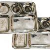 Sanskriti Exports Stainless Steel Laser Partition Plate 5 in1 | Bhojan Thali | Dinner Plate Set of 2