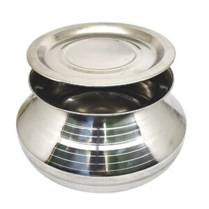 Sanskriti Exports Stainless Steel Handi with Lid (Pongal Handi, 4.5 Liters, Dishwasher Safe, 20 CM) Handi 4.5 L with Lid
