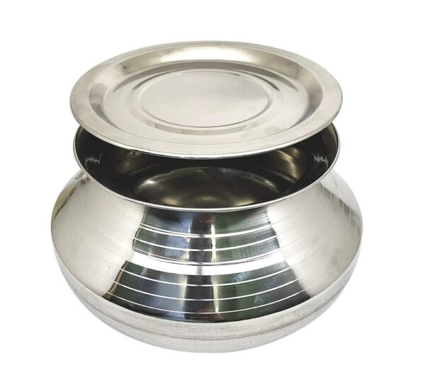 Sanskriti Exports Stainless Steel Handi with Lid (Pongal Handi, 4.5 Liters, Dishwasher Safe, 20 CM) Handi 4.5 L with Lid