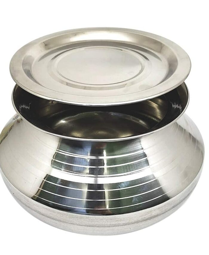Sanskriti Exports Stainless Steel Handi with Lid (Pongal Handi, 4.5 Liters, Dishwasher Safe, 20 CM) Handi 4.5 L with Lid