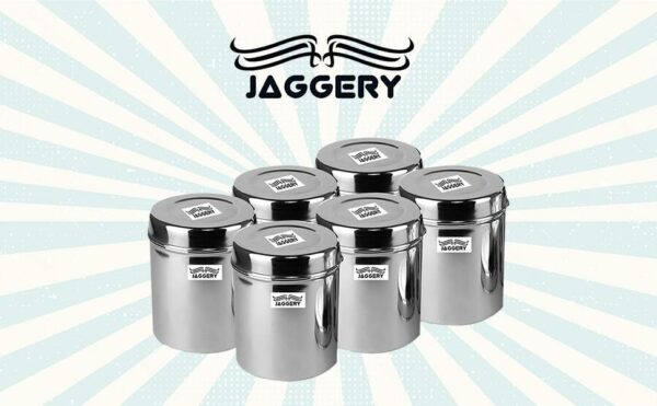 Sanskriti Exports Stainless Steel Tall Container, Ubha Dabba (Set of 2) (Dia_19, Height_ 21Cm, Capacity_ 4.8 Litre, Silver)