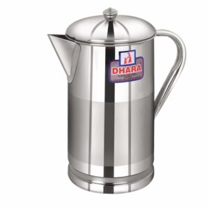 Sanskriti Exports Stainless Steel Slimline Water Pitcher with Lid 1 Liters | Food Grade | Rust Proof | Easy to Pour | Steel Serving Water Jug