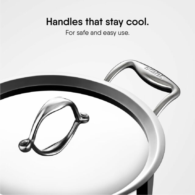 Stahl Artisan Triply Stainless Steel Sauce Pot/Casserole with lid, Induction Pot, Briyani Pot/Handi, 2 L, 18cm