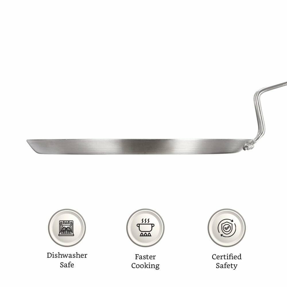 Sanskriti Exports Triply Stainless Steel Tawa 28 cm Diameter with Honeycomb Design (Induction Friendly) - Image 4