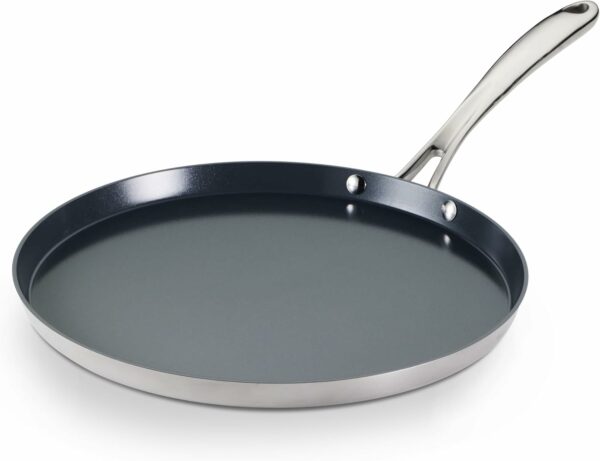 TRAMONTINA Fusao Healthy Triply Ceramic 28cm Dosa Tawa 4mm Thick | Non Toxic (PFAS/PTFE/PFOA Free)| Uttapam Tawa |Roti Tawa |Parantha | Induction Friendly |Stay Cool Handle I 10 Year